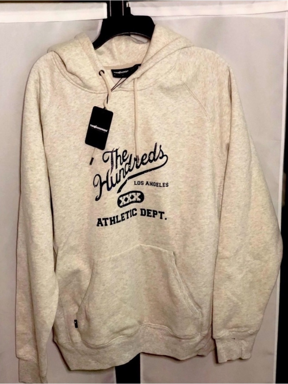 The Hundreds Cream Athletic Dept. Logo Pullover Hoodie size medium